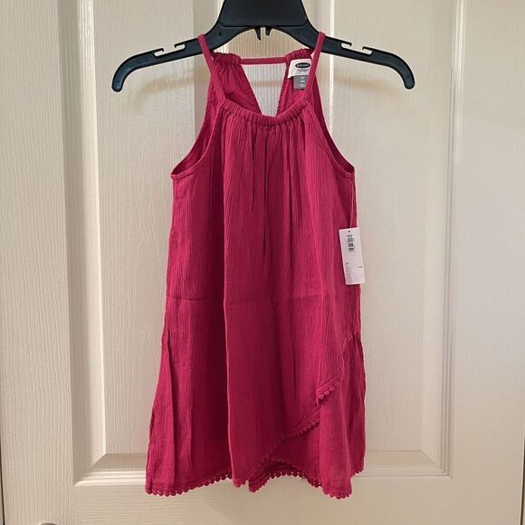 Old Navy Pink Magenta Tulip Front Hem Swing Halter Dress Girls Size 3T NWT - Picture 1 of 11